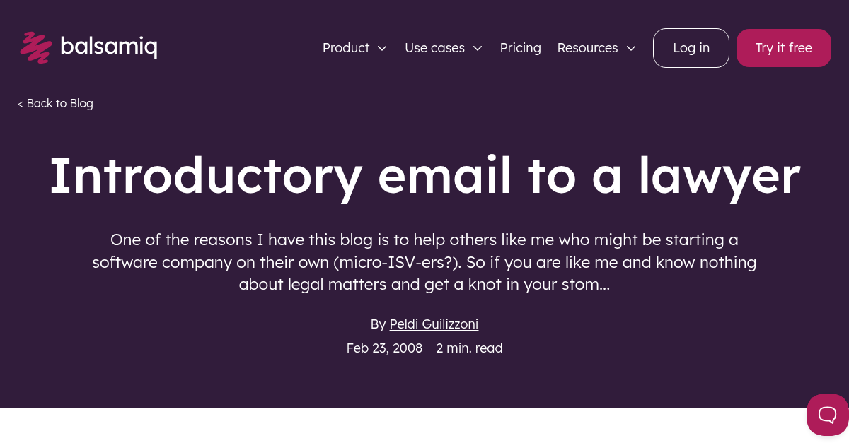 Introductory email to a lawyer