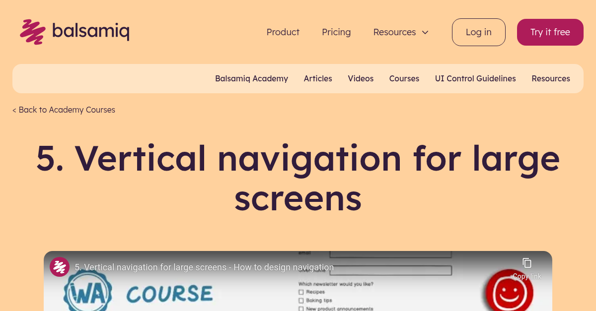 5. Vertical Navigation for Large Screens | Wireframing Academy | Balsamiq