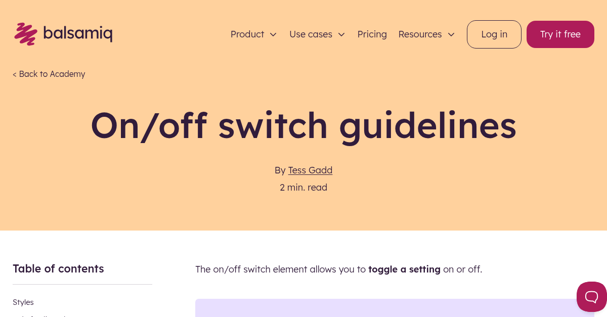 On/off switch guidelines