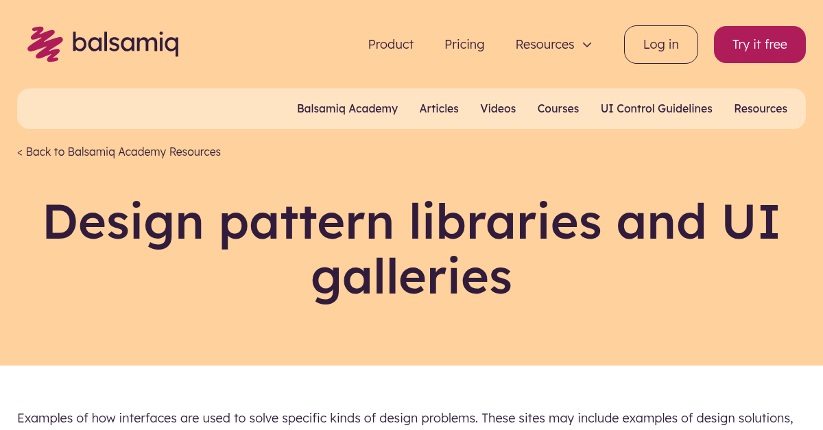 Design pattern libraries and UI galleries