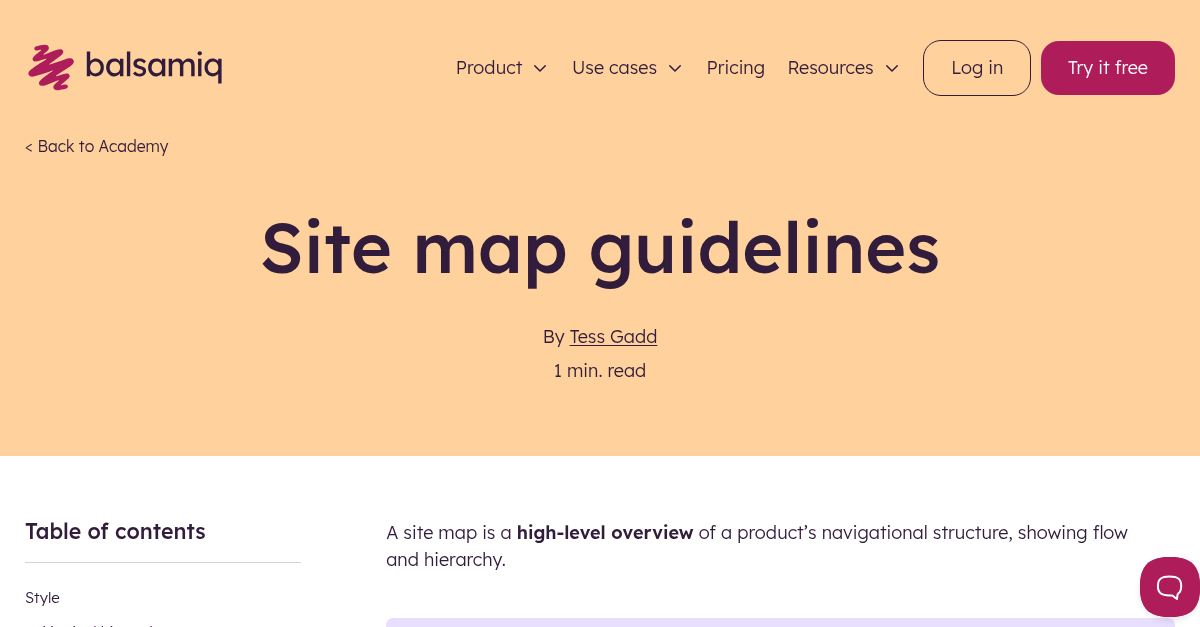 Site map guidelines