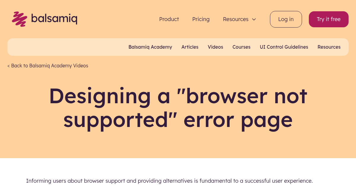 Designing a "Browser Not Supported" Error Page Wireframing Academy