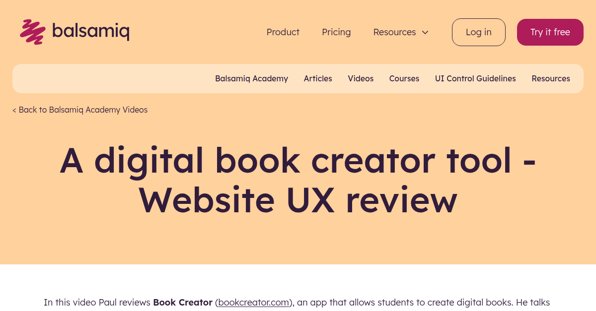 A Digital Book Creator Tool site UX Review Wireframing Academy