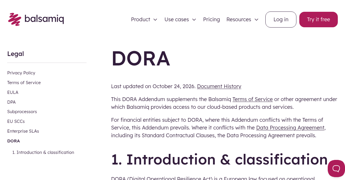 Balsamiq DORA Addendum