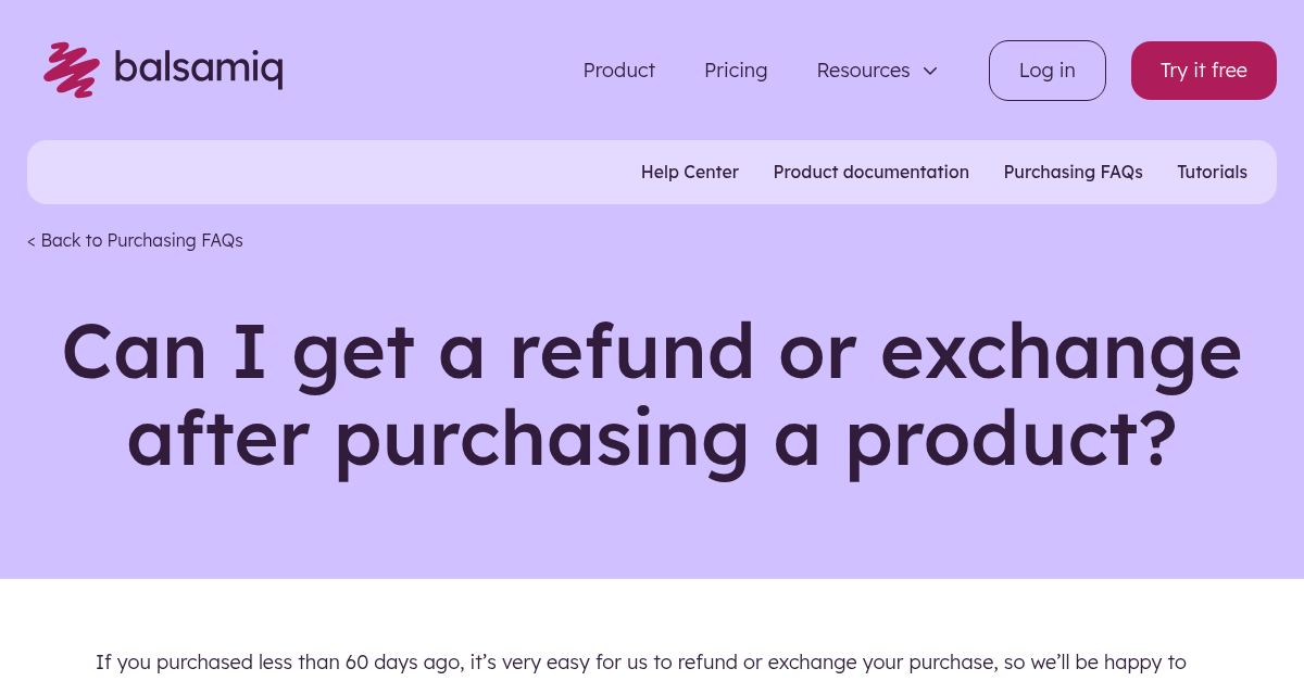 Can I Get a Refund or Exchange after Purchasing a Product? | Balsamiq