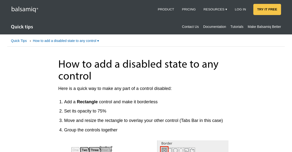 How to Add a Disabled State to Any Control Quick Tips Balsamiq