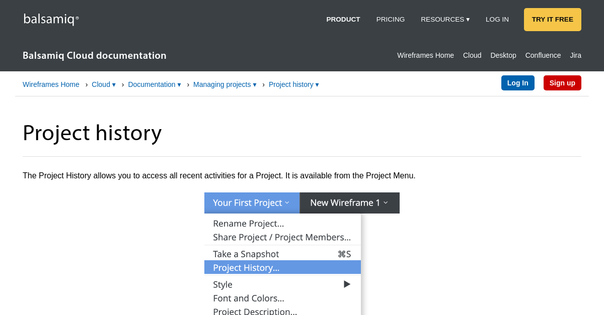 Project History - Balsamiq Cloud Documentation | Balsamiq