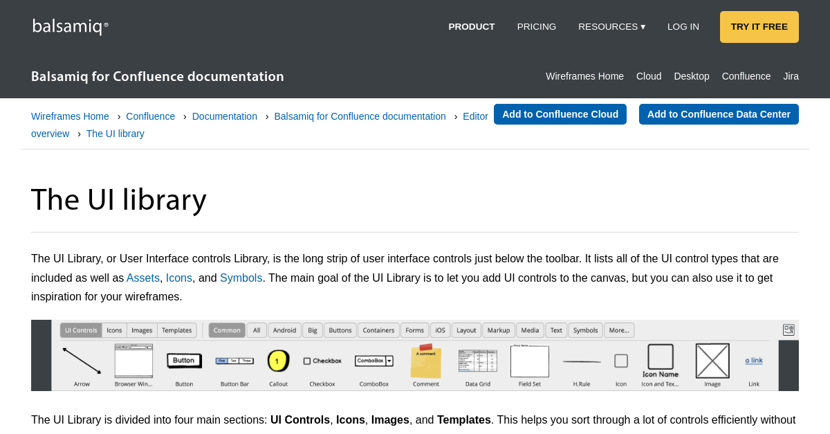 The UI Library Balsamiq for Confluence Documentation Balsamiq